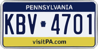 PA license plate KBV4701