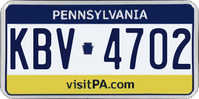 PA license plate KBV4702
