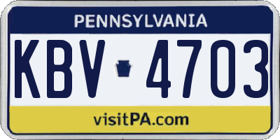 PA license plate KBV4703