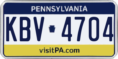 PA license plate KBV4704