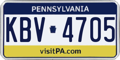 PA license plate KBV4705