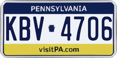 PA license plate KBV4706