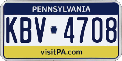 PA license plate KBV4708