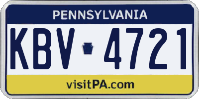 PA license plate KBV4721