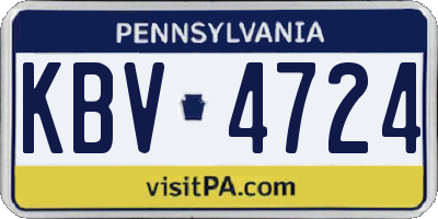 PA license plate KBV4724