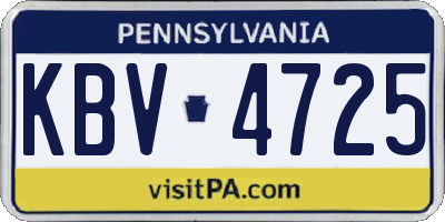 PA license plate KBV4725