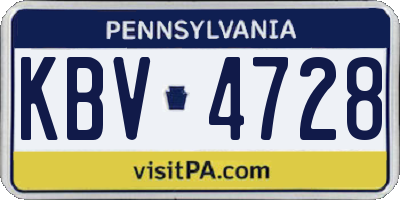 PA license plate KBV4728