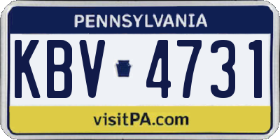 PA license plate KBV4731