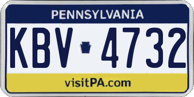 PA license plate KBV4732