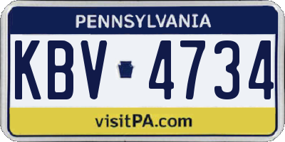 PA license plate KBV4734