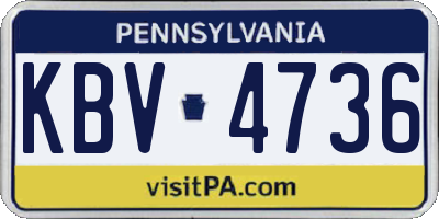 PA license plate KBV4736