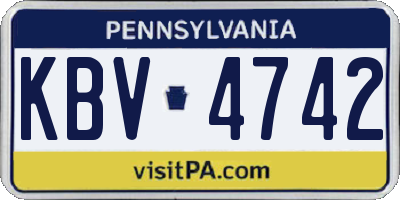 PA license plate KBV4742
