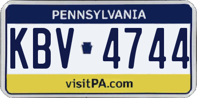PA license plate KBV4744