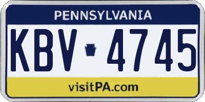 PA license plate KBV4745