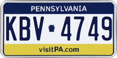 PA license plate KBV4749