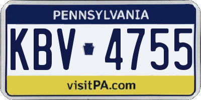PA license plate KBV4755