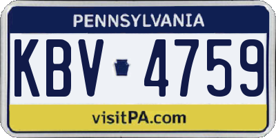 PA license plate KBV4759