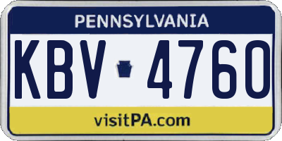PA license plate KBV4760
