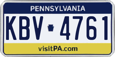 PA license plate KBV4761