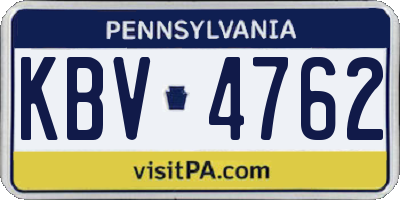 PA license plate KBV4762
