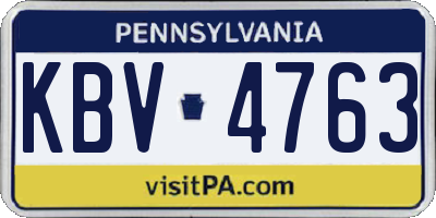 PA license plate KBV4763