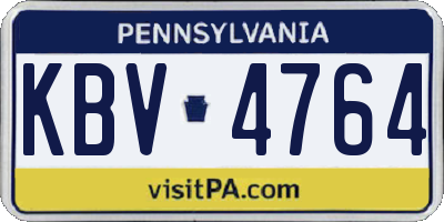 PA license plate KBV4764