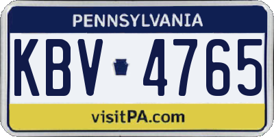 PA license plate KBV4765