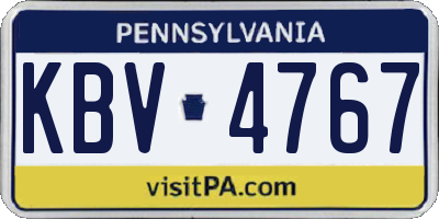 PA license plate KBV4767