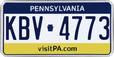 PA license plate KBV4773