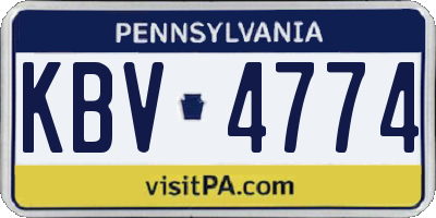 PA license plate KBV4774