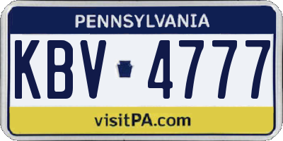 PA license plate KBV4777