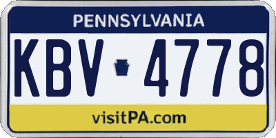 PA license plate KBV4778