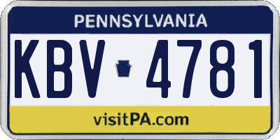 PA license plate KBV4781