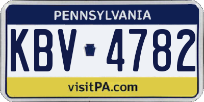 PA license plate KBV4782