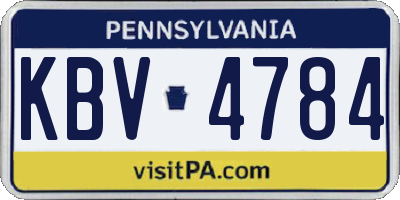 PA license plate KBV4784
