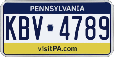 PA license plate KBV4789