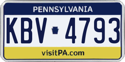 PA license plate KBV4793