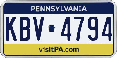 PA license plate KBV4794