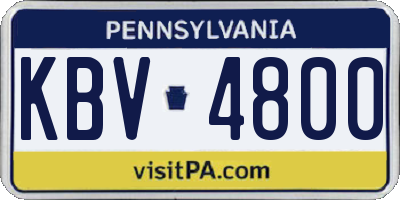 PA license plate KBV4800