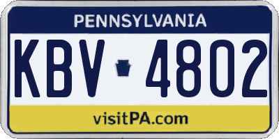 PA license plate KBV4802