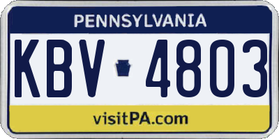 PA license plate KBV4803