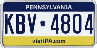 PA license plate KBV4804