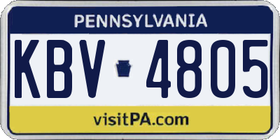 PA license plate KBV4805