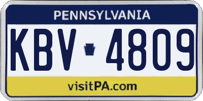 PA license plate KBV4809