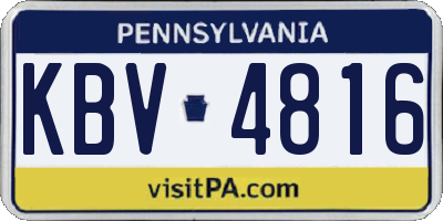 PA license plate KBV4816