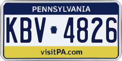 PA license plate KBV4826