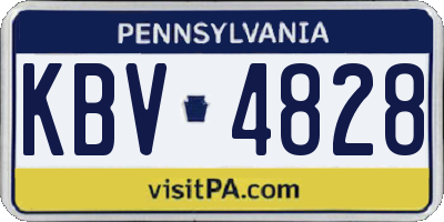 PA license plate KBV4828