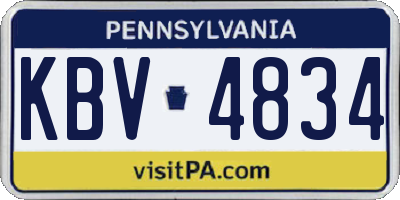 PA license plate KBV4834