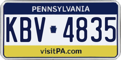 PA license plate KBV4835