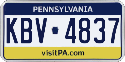 PA license plate KBV4837